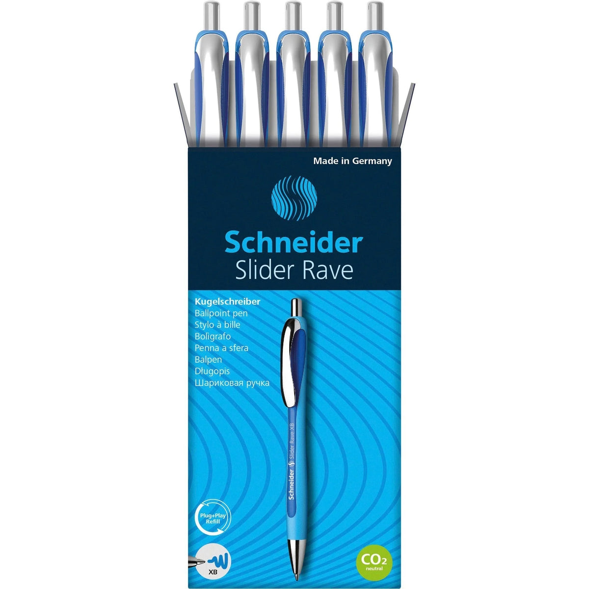 Schneider Slider Rave XB Ballpoint Pen - Extra Broad Point - Blue Ink - 5 Pack - Pens