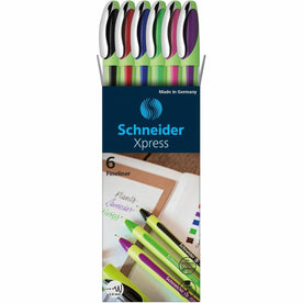 Schneider Xpress Fineliner Pen: 0.8mm Fine Point Assorted Ink Rubberized Barrel - Pens