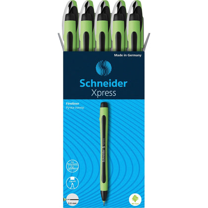 Schneider Xpress Fineliner Pen: 0.8mm Medium Point Black Ink - 10 Pack - Pens