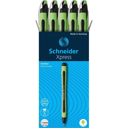 Schneider Xpress Fineliner Pen: 0.8mm Medium Point Black Ink - 10 Pack - Pens