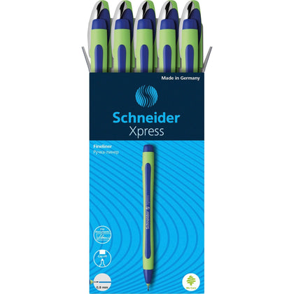 Schneider Xpress Fineliner Pen: 0.8mm Medium Point Blue Ink - 10 Pack - Pens