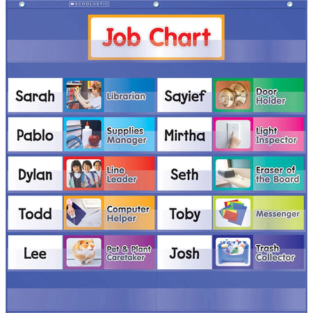 Scholastic Class Jobs Pocket Chart - Skill Learning Tool - Charts & Accessories