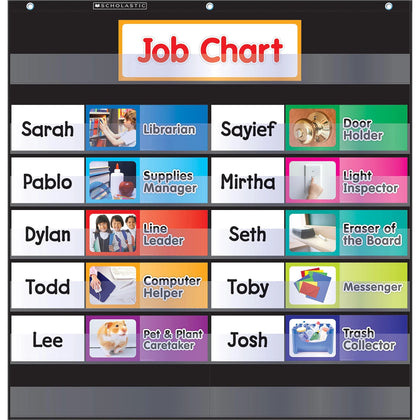 Scholastic Class Jobs Pocket Chart - Skill Learning Tool - Charts & Accessories