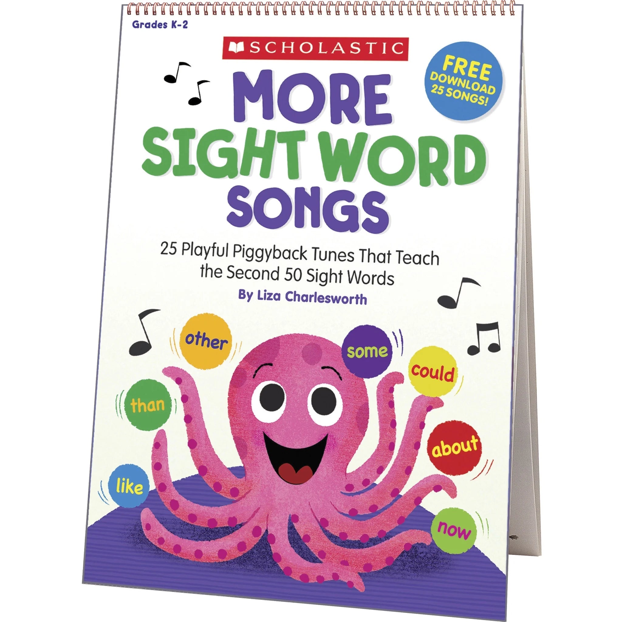 Scholastic K-2 Sight Words Flip Chart/CD - Fun Songs & Learning - Pocket Charts Accessories