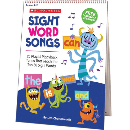 Scholastic Sight Word Songs Flip Chart & CD - Fun Learning Kit - Pocket Charts Accessories