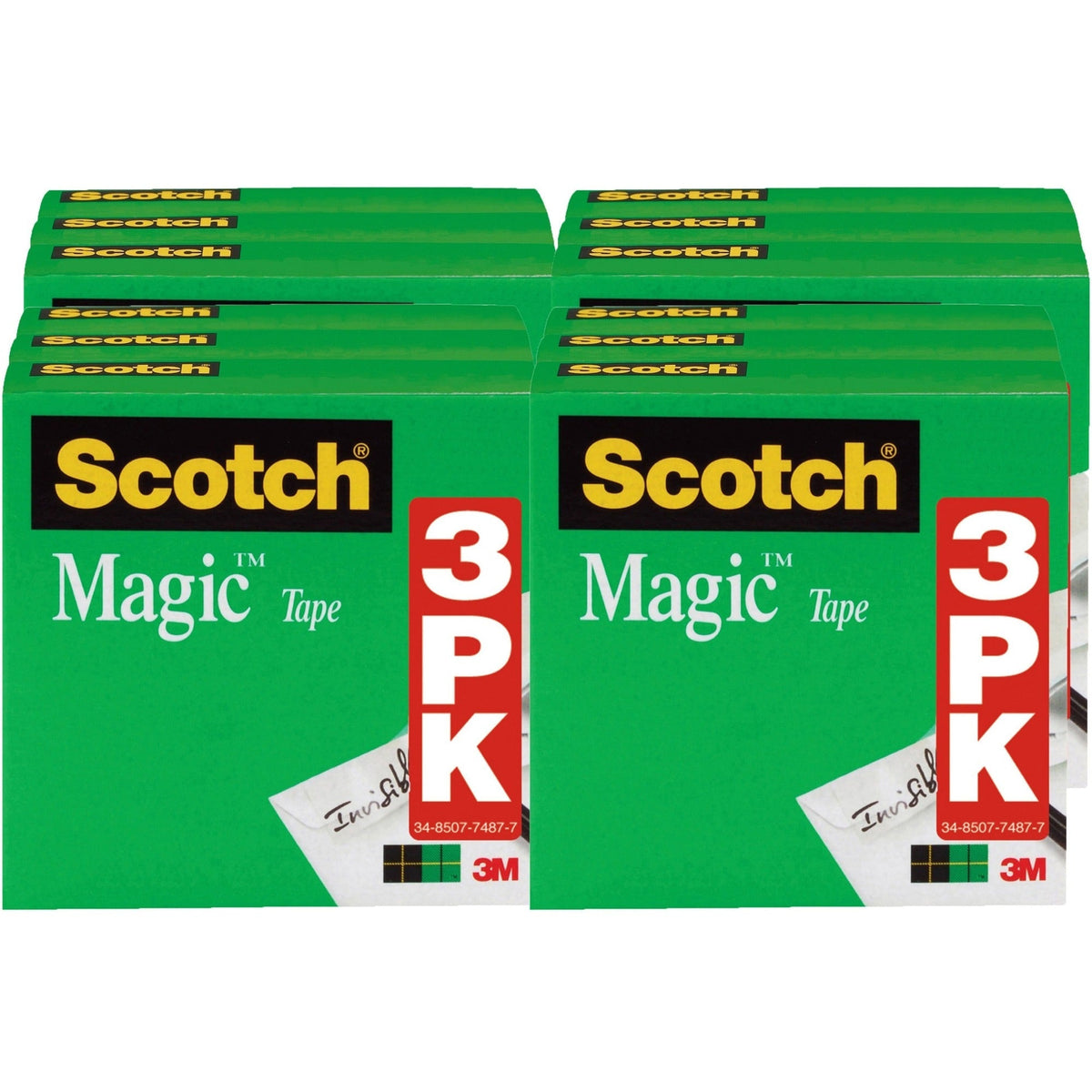 Scotch 1/2’’W Magic Tape - 36 yd Length x 0.50’’ Width - 1’’ Core - Matte - Clear - For Mending Splicing - 3/Pack - 4