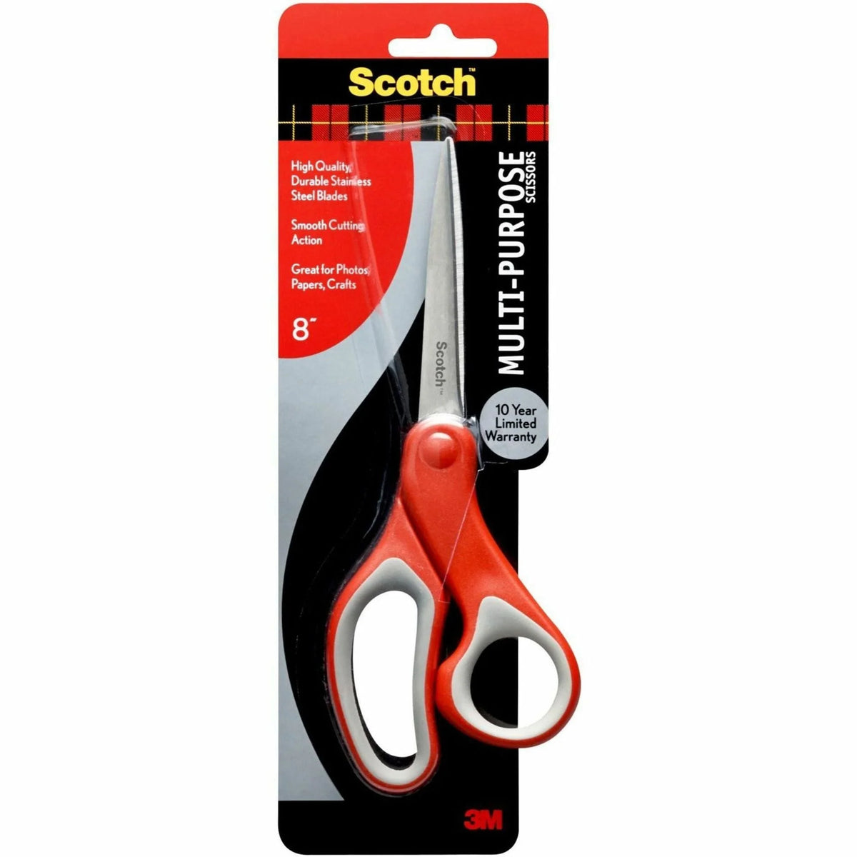 Scotch 8’’ Multipurpose Scissors - Stainless Steel - Red/Silver - 1 Each