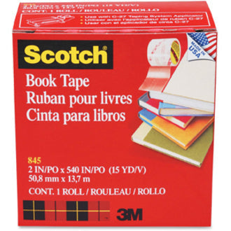 Scotch Book Tape - 15 yd Length x 2’’ Width - 3’’ Core - Clear - Acrylic - Crack Resistant - Tapes