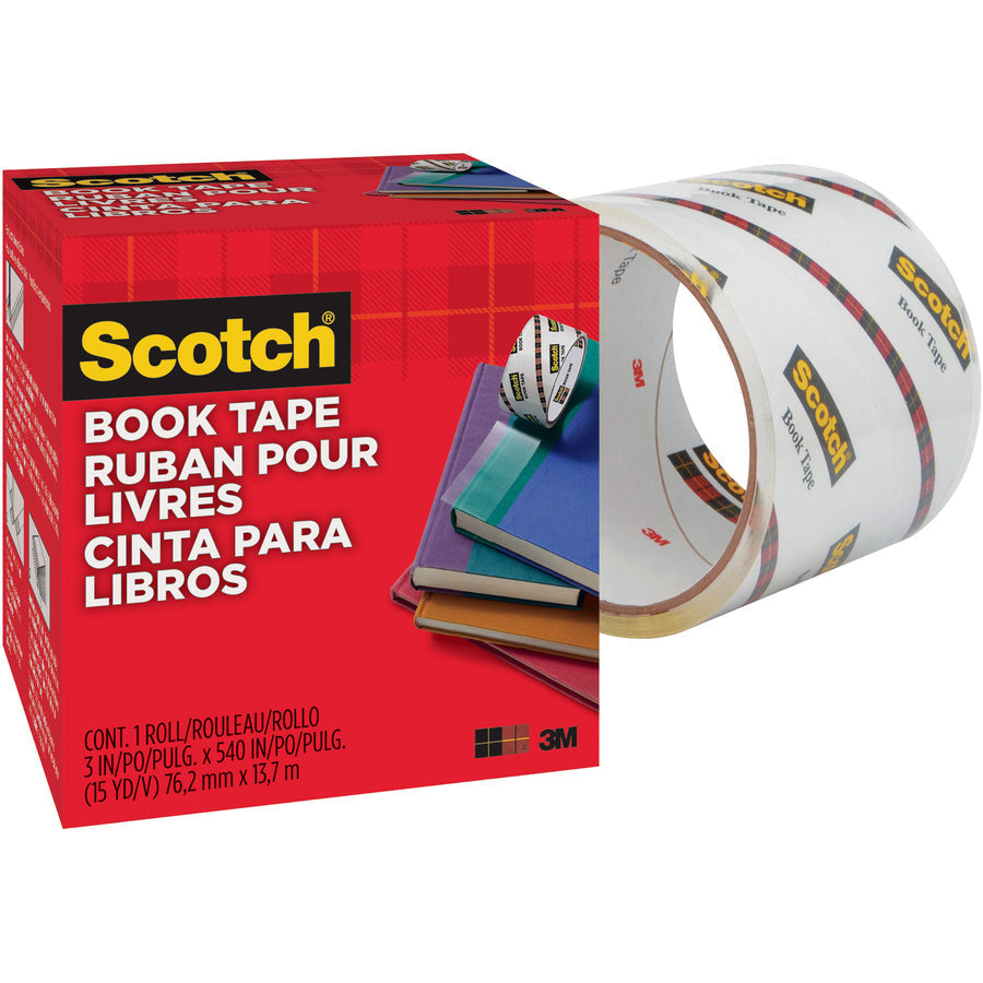 Scotch Book Tape - 15 yd Length x 3’’ Width - Core - Clear - Acrylic - Crack Resistant - Tapes