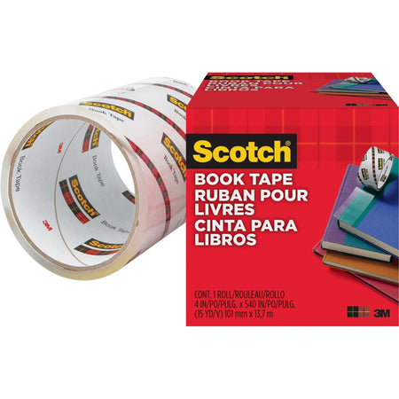 Scotch Book Tape - 15 yd Length x 4’’ Width - 3’’ Core - Clear - Acrylic - Crack Resistant - Tapes