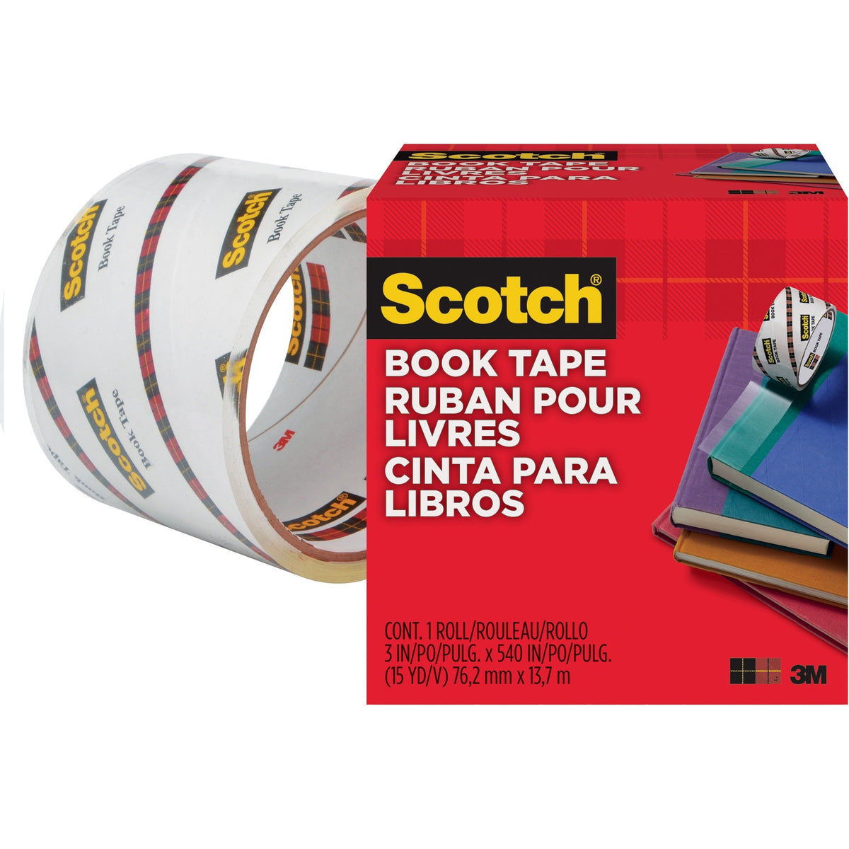 Scotch Book Tape - 15 yd Length x 3’’ Width - Core - Clear - Acrylic - Crack Resistant - Tapes