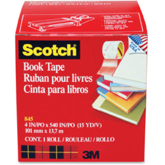 Scotch Book Tape - 15 yd Length x 4’’ Width - 3’’ Core - Clear - Acrylic - Crack Resistant - Tapes