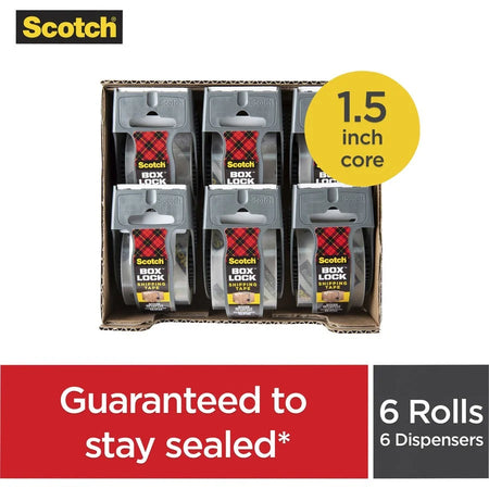 Scotch Box Lock Dispenser Tape - Clear 22.20 yd x 1.88’’ - 6 Pack - Packing & Dispensers