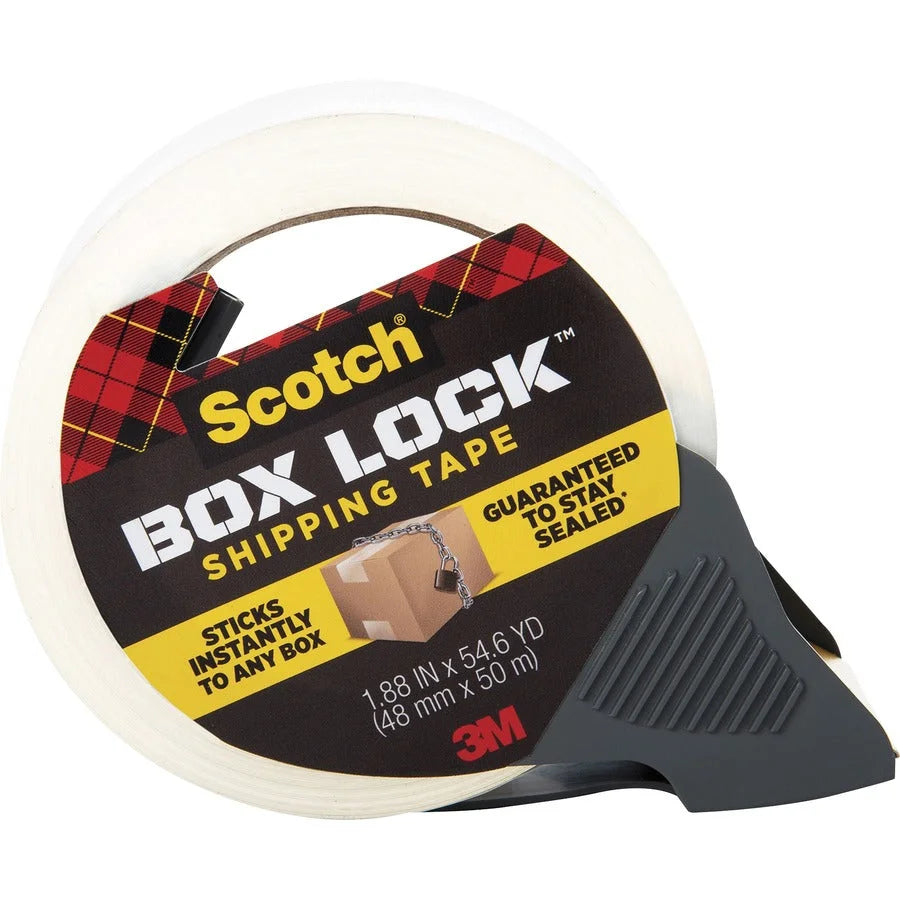 Scotch Box Lock Packaging Tape - Clear - 54.60 yd x 1.88’’ - With Dispenser - Packing & Dispensers