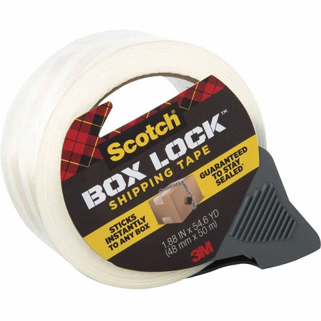 Scotch Box Lock Packaging Tape - Clear - 54.60 yd x 1.88’’ - With Dispenser - Packing & Dispensers