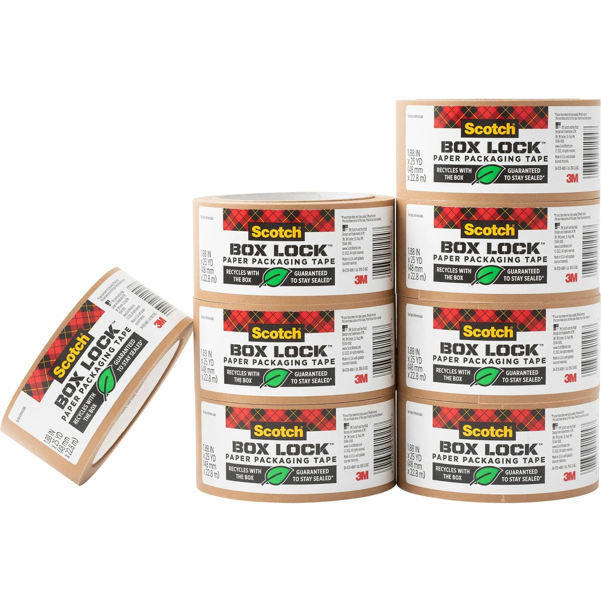 Scotch Box Lock Packaging Tape Refill - Brown 25 yd x 1.88’’ - 8/Carton - Packing & Dispensers