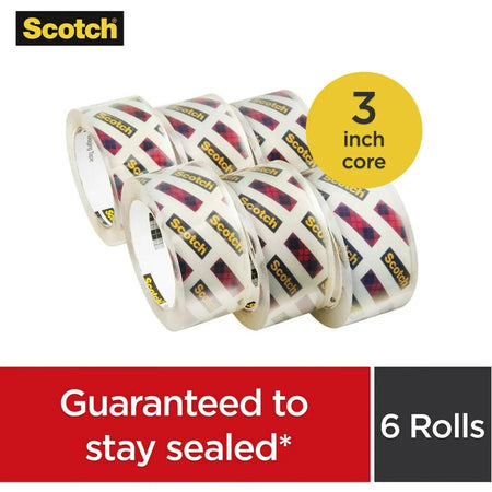 Scotch Box Lock Packaging Tape Refill - Clear 55 yd x 1.88’’ - 6 Pack - Packing & Dispensers