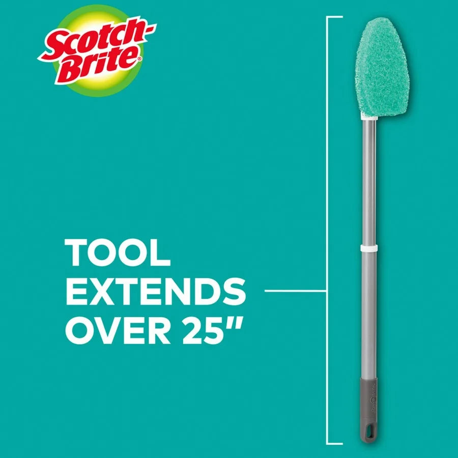 Scotch-Brite Bath Scrubber: 24’’ Handle Length Plastic - 4/Carton - Sponges Cleaning Pads & Wipers