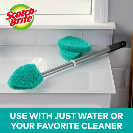 Scotch-Brite Bath Scrubber: 24’’ Handle Length - Plastic - Sponges Cleaning Pads & Wipers