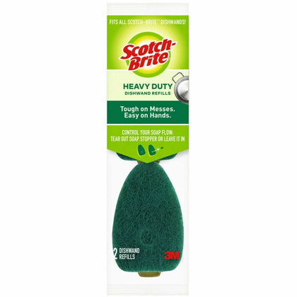 Scotch-Brite Heavy-Duty Dishwand Refills - 2/Pack - Green - Sponges Cleaning Pads & Wipers