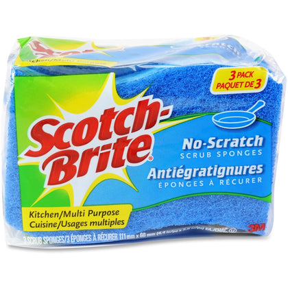 Scotch-Brite No Scratch Scrub Sponges - Gentle Cleaning - 3/Pack - Pads & Wipers