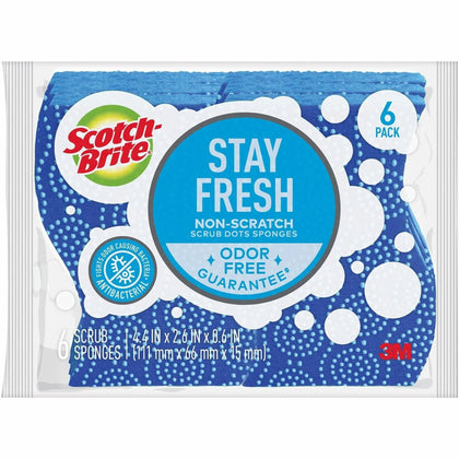 Scotch-Brite Non-Scratch Sponge - Gentle Cleaning - 6-Pack - Blue - Sponges Pads & Wipers