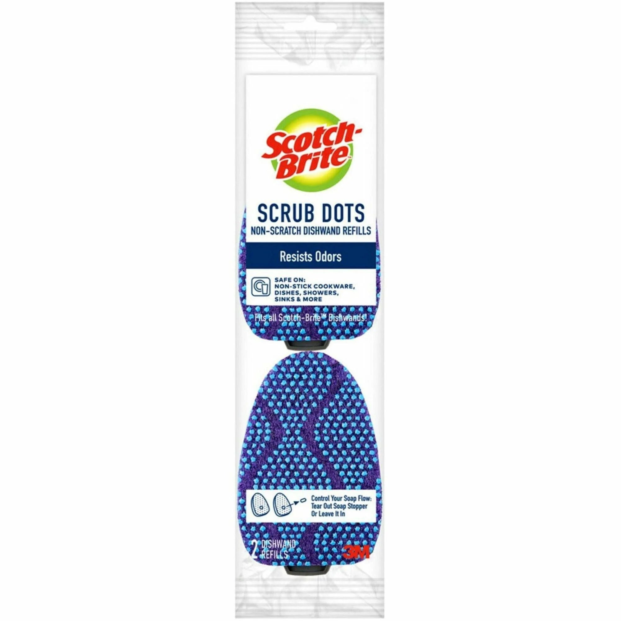Scotch-Brite Scrub Dots Dishwand Refill - 2 Pack - Blue - Sponges Cleaning Pads & Wipers
