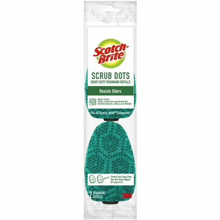 Scotch-Brite Scrub Dots Dishwand Refill - 2/Pack - Green - Sponges Cleaning Pads & Wipers