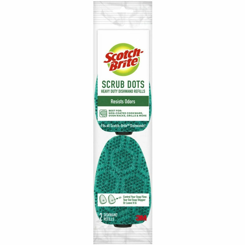 Scotch-Brite Scrub Dots Dishwand Refill - 2/Pack - Green - Sponges Cleaning Pads & Wipers