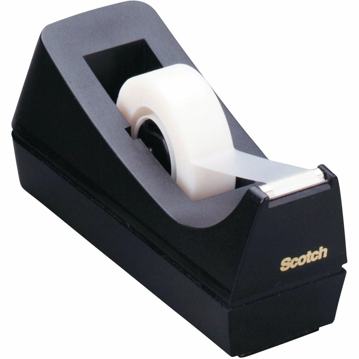 Scotch C38 Desk Tape Dispenser - Holds 1 - Black Plastic - Dispensers