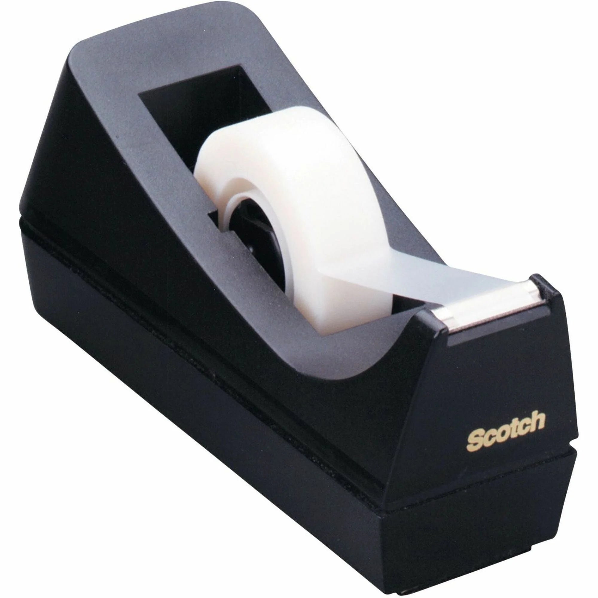 Scotch C38 Desk Tape Dispenser - Holds 1 - Black Plastic - Dispensers