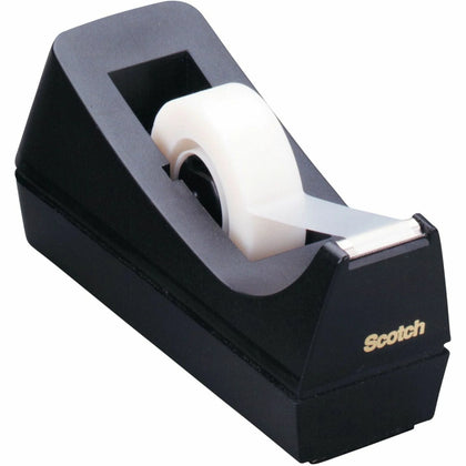 Scotch C38 Desk Tape Dispenser - Holds 1 - Black Plastic - Dispensers