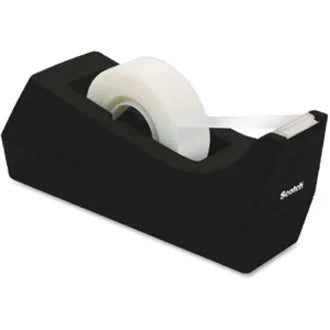 Scotch C38 Desk Tape Dispenser - Holds 1 - Black Plastic - Dispensers