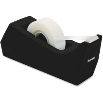 Scotch C38 Desk Tape Dispenser - Holds Total 1 Tape(s) - 1’’ Core - Plastic - Black - Each - Dispensers