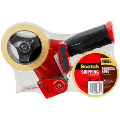 Scotch Commercial-Grade Shipping Tape - 54.60 yd Length - Clear - Pistol Grip Dispenser - Packing & Dispensers