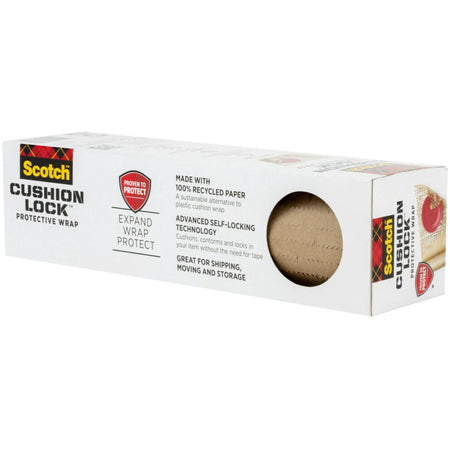 Scotch Cushion Lock Protective Wrap: Damage Resistant Paper - 30 ft x 12.38’’ - Brown - Packing Supplies