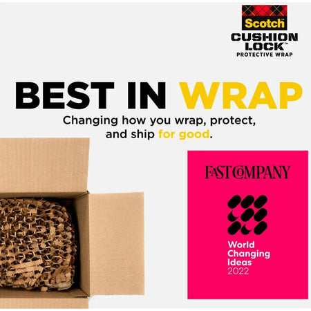 Scotch Cushion Lock Protective Wrap: Damage Resistant Paper - 30 ft x 12.38’’ - Brown - Packing Supplies