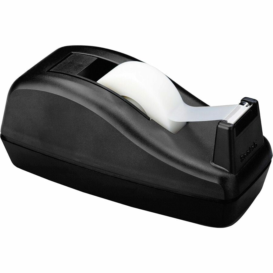Scotch Deluxe Desk Dispenser - Holds Total 1 Tape(s) - 1’’ Core - Refillable - Non-skid Base - Plastic - Black - Each
