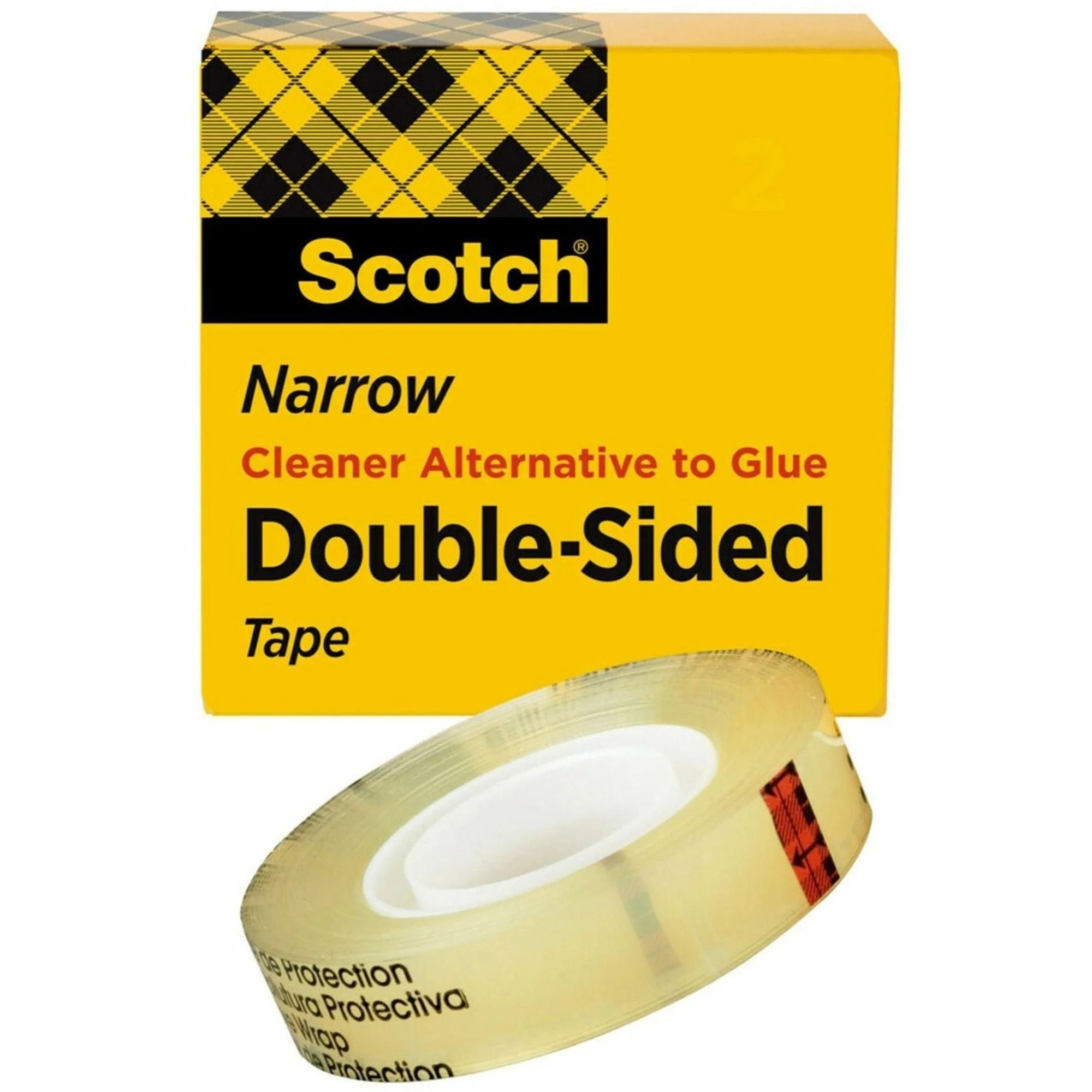 Scotch Double-Sided Tape: 1/2’’W x 25 yd - Clear Adhesive - 1 Roll - Tape
