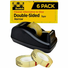 Scotch Permanent Double-Sided Tape - 1/2’’W - 25 yd Length x 0.50’’ Width - 1’’ Core - Clear - Dispenser Included