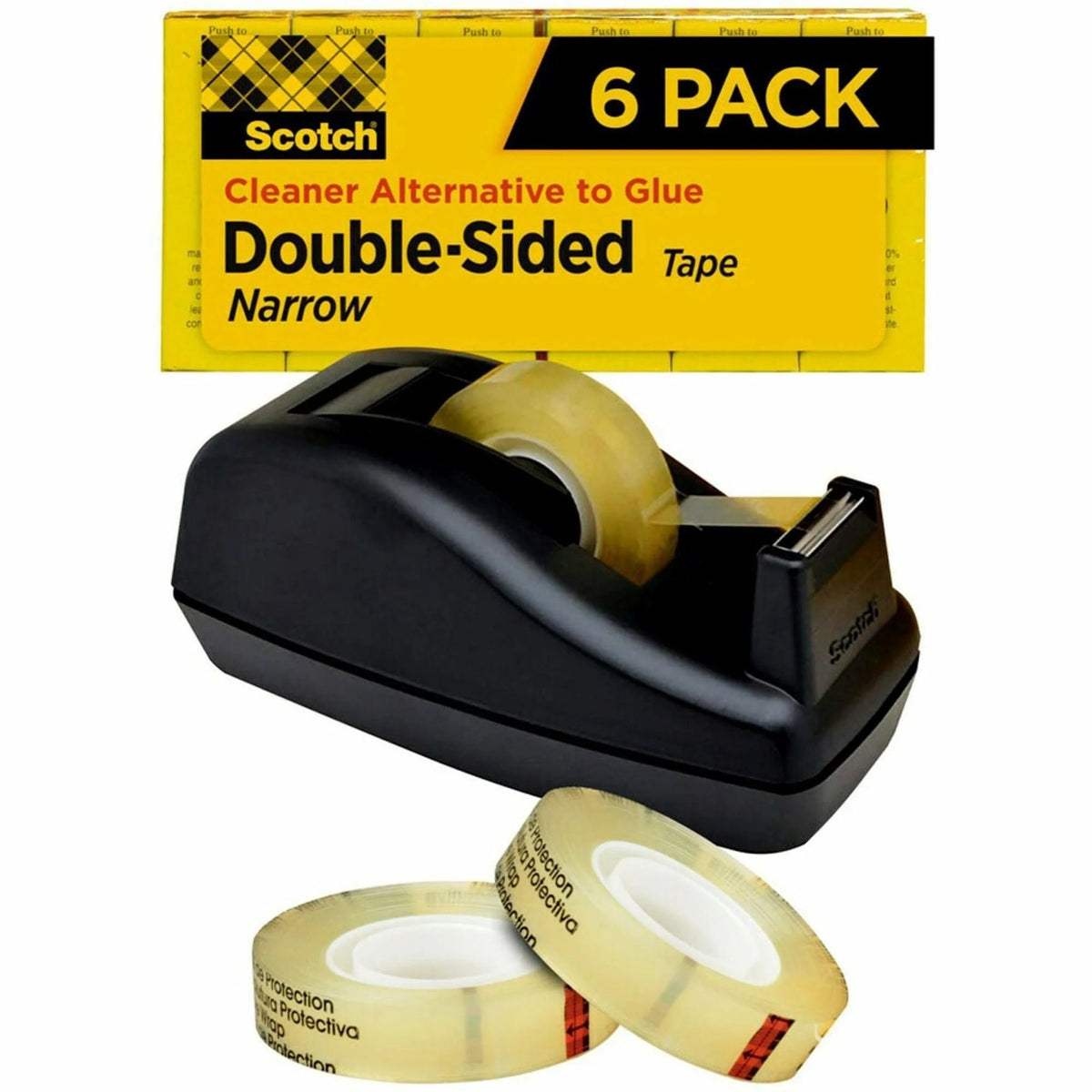 Scotch Permanent Double-Sided Tape - 1/2’’W - 25 yd Length x 0.50’’ Width - 1’’ Core - Clear - Dispenser Included