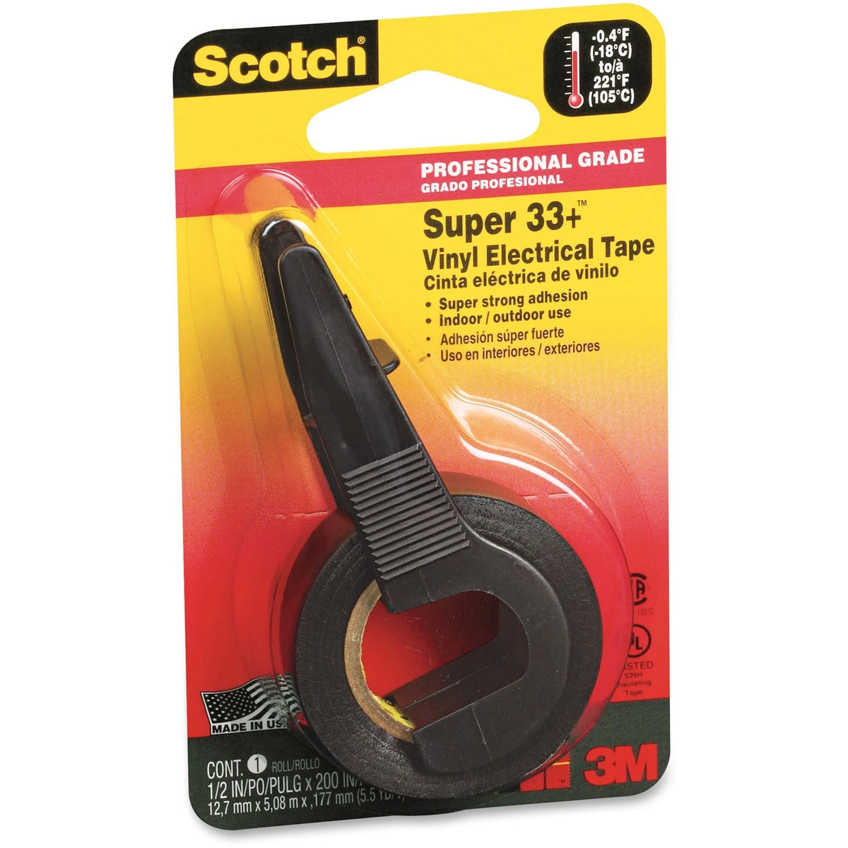 Scotch Electrical Tape: 16.67ft x 0.50’’ - Black Vinyl Tape with Dispenser - Resistant & Versatile