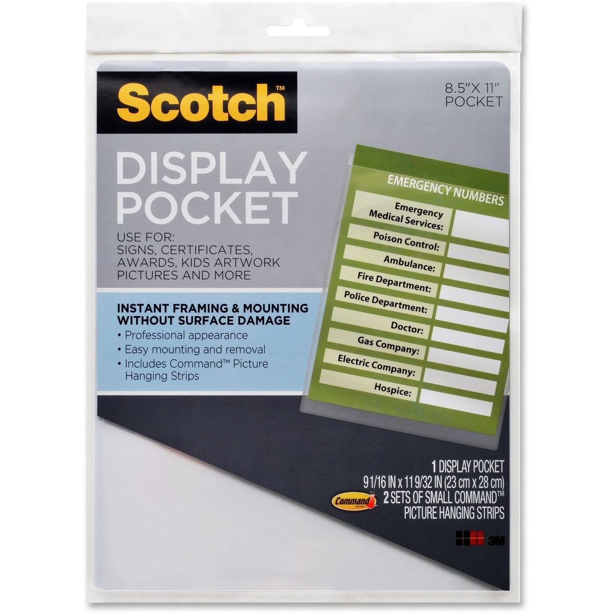Scotch File Pocket: 9’’ x 11’’ Plastic Clear - 1 Each - Signs & Nameplates