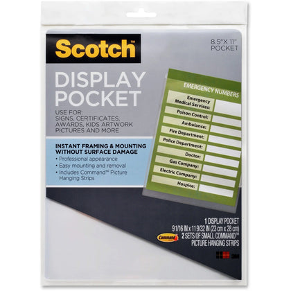 Scotch File Pocket: 9’’ x 11’’ Plastic Clear - 1 Each - Signs & Nameplates