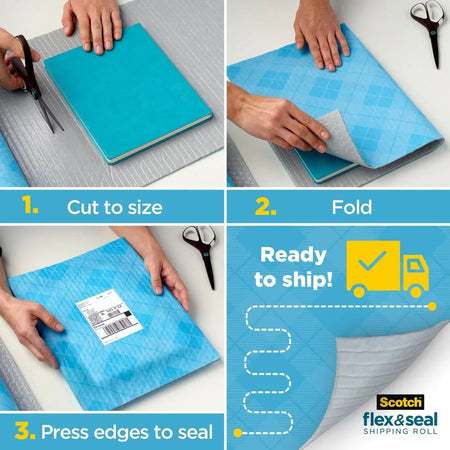 Scotch Flex & Seal Shipping Roll: 15’’ x 10 ft - Durable Water Resistant Tear - Packing Tape Dispensers