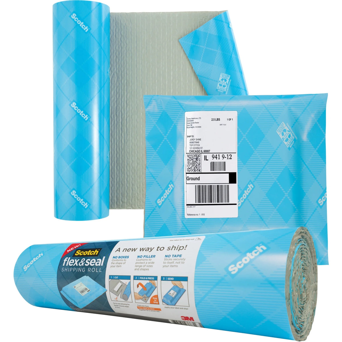 Scotch Flex & Seal Shipping Roll: 15’’ x 10 ft - Durable Water Resistant Tear - Packing Tape Dispensers
