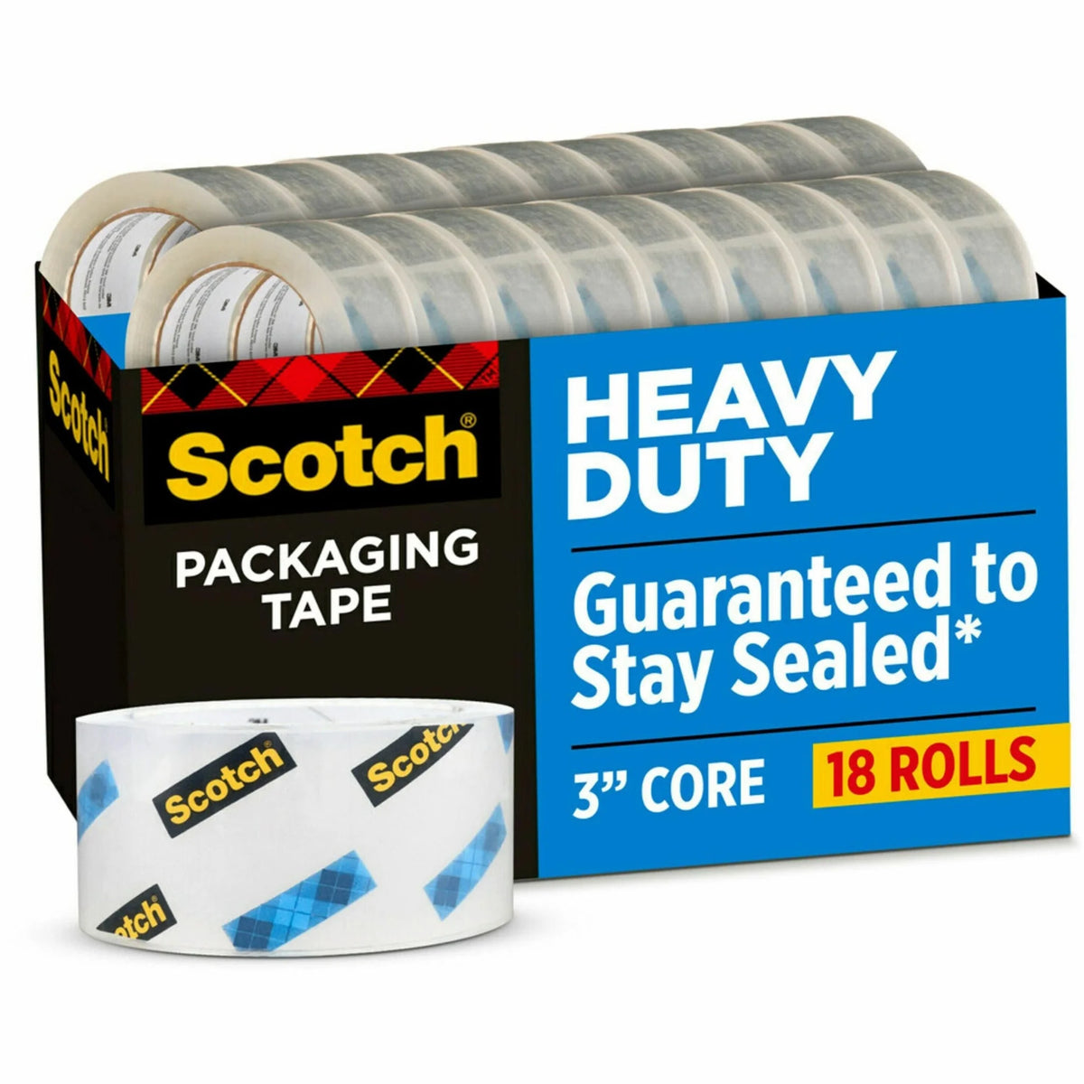 Scotch Heavy-Duty Shipping Tape: Clear Tear-Resistant - 18/Box - Packing Tape & Dispensers