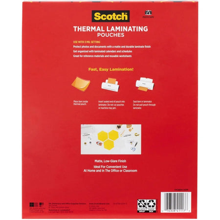Scotch Laminating Pouches: 8.90’’ x 11.40’’ 3 mil - Double Sided Clear - 50 Pack - Supplies