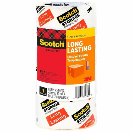 Scotch Long-Lasting Packing Tape - Transparent Weather & Temperature Resistant - 54.60 yd x 1.88’’ - For Packaging
