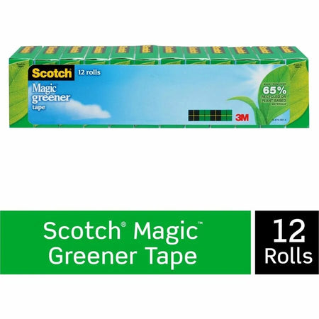 Scotch Magic Greener Tape Rolls - 3/4’’W x 25 yd - Matte Clear - Office Use - 12/Pack - General Purpose/Office